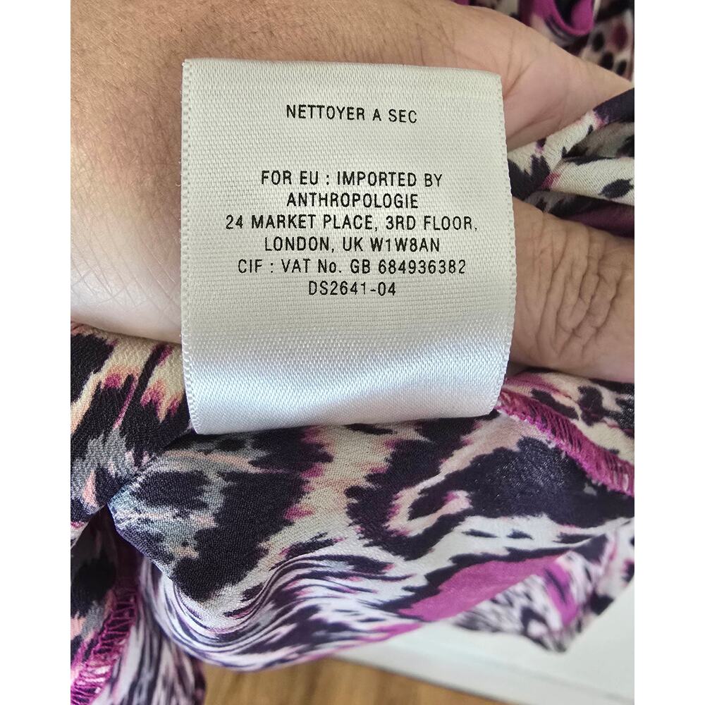Maeve Ikat Purple Shirt Dress Workwear Belt Roll Tab Sleeve Size XS - Picture 8 of 10